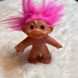 Dam 1986 Vintage Collectible Novelty Hot Pink Haired Troll Doll 5" Tall